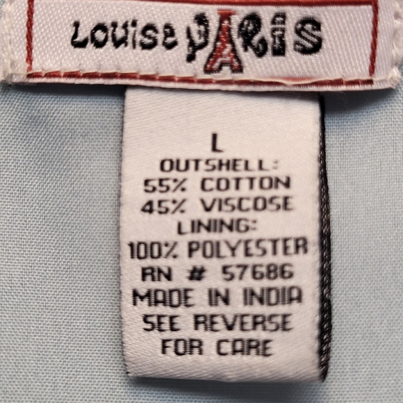 Louise Paris Blue White Tweed Blazer Frayed Hems Cropped Fit - Size L Juniors - Picture 4 of 5